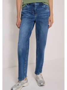 Cecil Dżinsy - Tapered fit - w kolorze niebieskim rozmiar: W27/L30. Niebieskie jeansy Cecil, z aplikacjami, ze skóry, z podwyższonym stanem. Za 189,95 zł.