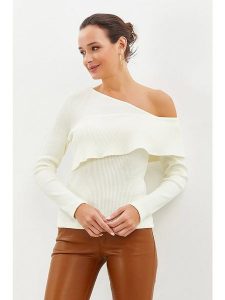 Milan Kiss Bluzka w kolorze białym rozmiar: S. Brązowe bluzki Milan Kiss, s, bez wzorów, bez kołnierzyka, bez ramiączek. Za 104,99 zł.