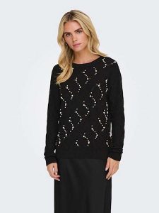 ONLY Sweter w kolorze czarnym rozmiar: S. Czarne swetry oversize ONLY, s, bez wzorów, ze splotem, bez ramiączek. Za 70,24 zł.