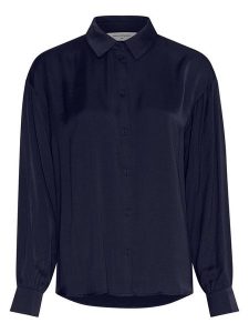 MOSS COPENHAGEN Bluzka "Sandeline" w kolorze granatowym rozmiar: S/M. Niebieskie bluzki Moss Copenhagen, m, bez wzorów, bez kołnierzyka, bez ramiączek. Za 148,96 zł.