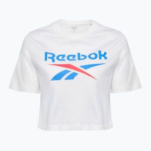 Koszulka Reebok Identity Big Logo Crop Tee. Białe bluzki REEBOK FITNESS, bez wzorów, sportowe, bez kołnierzyka, bez ramiączek. Za 59,99 zł.