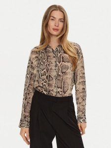 Sisley Koszula 5YBMLQ07F Beżowy Regular Fit. Brązowe koszule Sisley, m, bez wzorów, z wiskozy, bez kołnierzyka, bez ramiączek. Za 199,99 zł.