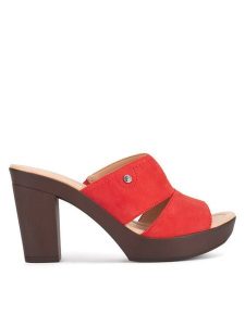 Lasocki Klapki EST-2025-14 Czerwony. Czerwone klapki Lasocki, bez wzorów, ze skóry, bez obcasa. Za 169,99 zł.