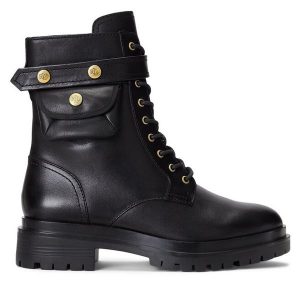Trapery LAUREN RALPH LAUREN. Czarne buty zimowe Lauren Ralph Lauren, bez obcasa, bez zapięcia. Za 579,99 zł.