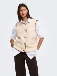 ONLY Kamizelka w kolorze kremowym rozmiar: XL. Brązowe kamizelki ONLY, xl, bez wzorów, bez kołnierzyka, bez ramiączek, bez kaptura. Za 115,95 zł.