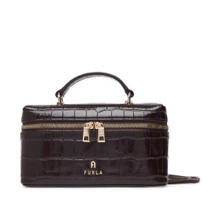 Torebka Furla. Brązowe kuferki Furla, bez wzorów, bez dodatków. Za 1 039,00 zł.