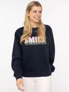 Zwillingsherz Bluza "Smile" w kolorze granatowym rozmiar: L/XL. Niebieskie bluzy Zwillingsherz, l, bez wzorów, bez kaptura. Za 184,46 zł.