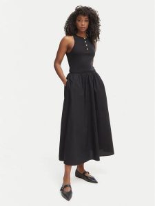 Tommy Hilfiger Sukienka codzienna WW0WW49628 Czarny Regular Fit. Czarne sukienki TOMMY HILFIGER, na co dzień, l, bez wzorów, z bawełny, bez kołnierzyka, bez ramiączek, proste. Za 649,99 zł.