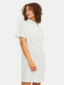 JJXX Sukienka koszulowa Sana 12249747 Biały Relaxed Fit. Białe kombinezony JJXX, xs, bez wzorów, z bawełny, bez kołnierzyka, bez ramiączek, koszulowe. Za 199,99 zł.