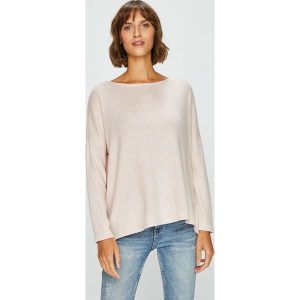 Only - Sweter. Szare swetry klasyczne marki ONLY, z dzianiny, z okrągłym kołnierzem. W wyprzedaży za 79,90 zł.