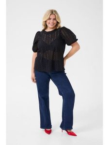 KAFFE curve Bluzka "Masia" w kolorze czarnym rozmiar: 42. Czarne bluzki KAFFE curve, bez wzorów, z bawełny, bez kołnierzyka, bez ramiączek. Za 126,99 zł.