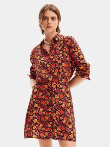 Desigual Sukienka koszulowa Yesh 24SWVW29 Pomarańczowy Regular Fit. Brązowe kombinezony Desigual, xl, bez wzorów, z wiskozy, bez kołnierzyka, bez ramiączek. Za 229,99 zł.