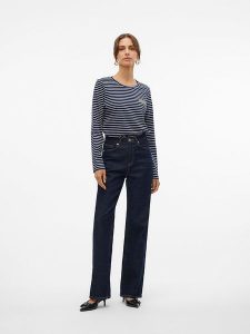 Vero Moda Koszulka w kolorze granatowo-białym rozmiar: XL. Czarne bluzki Vero Moda, xl, bez wzorów, z bawełny, bez kołnierzyka, bez ramiączek. Za 48,39 zł.