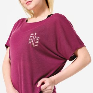 Koszulka z krótkim rękawem do tańca nowoczesnego damska Starever. Niebieskie bluzki STAREVER, xl, bez wzorów, z lyocellu, eleganckie, bez kołnierzyka, bez ramiączek. Za 64,99 zł.