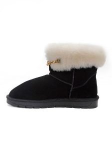 NICEBAY Skórzane botki zimowe "Lertrude" w kolorze czarnym rozmiar: 39. Czarne botki NICEBAY, na zimę, bez wzorów, z wełny, bez obcasa, bez zapięcia. Za 221,36 zł.
