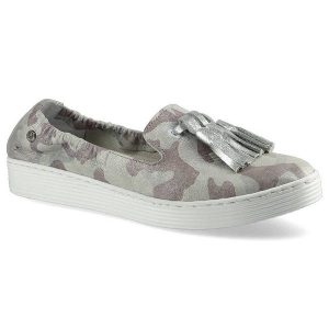 Srebrne Espadryle Lemar Damskie Stylowe Obuwie. Szare espadryle Lemar, z aplikacjami, ze skóry, bez obcasa, na obcasie. Za 159,00 zł.