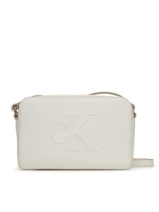 Calvin Klein Jeans Torebka Sculpted Ew Camera Bag LV04K3036G Biały. Białe listonoszki Calvin Klein Jeans, bez wzorów, z jeansu, bez dodatków. Za 249,99 zł.