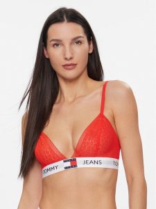 Tommy Jeans Biustonosz braletka UW0UW05156 Czerwony. Czerwone biustonosze Tommy Jeans, bez wzorów, z jeansu. Za 99,99 zł.