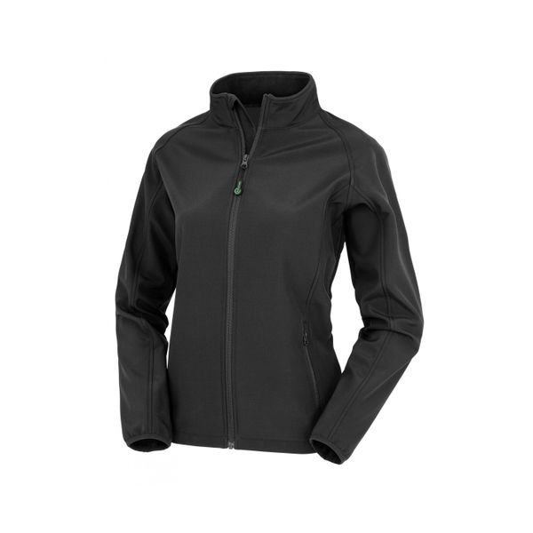 Damska kurtka z recyklingu Result Softshell. Czarne kurtki RESULT, bez wzorów, z softshellu, bez kaptura. Za 150,50 zł.