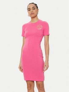 Versace Jeans Couture Sukienka codzienna 78HAOT00 Różowy Slim Fit. Czerwone sukienki Versace Jeans Couture, na co dzień, l, bez wzorów, z bawełny, bez kołnierzyka, bez ramiączek, proste. Za 539,99 zł.
