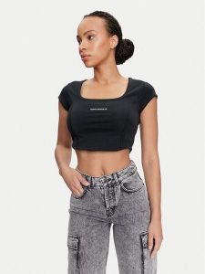 Converse Top W Wordmark Corset Top 10026506-A01 Czarny Slim Fit. Czarne topy Converse, l, bez wzorów, z bawełny, bez kołnierzyka, bez ramiączek. Za 169,99 zł.