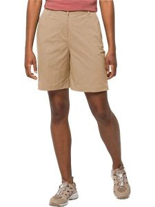 Jack Wolfskin Szorty "Desert" w kolorze beżowym rozmiar: 38. Brązowe szorty Jack Wolfskin, bez wzorów, z podwyższonym stanem. Za 140,20 zł.