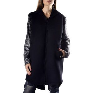 Płaszcz w kolorze czarno-srebrnym. Czarne płaszcze marki Sexy Woman. W wyprzedaży za 259,95 zł.