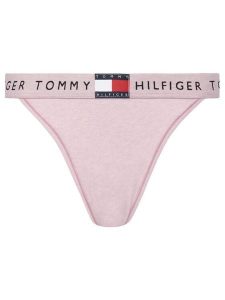 Tommy Hilfiger Stringi UW0UW06095 Różowy. Czerwone stringi TOMMY HILFIGER, bez wzorów, z bawełny. Za 89,99 zł.