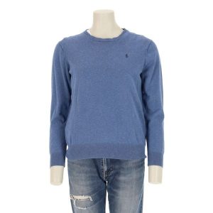 Second life - Damski sweter z okrągłym dekoltem niebieski - Stan bardzo dobry. Niebieskie golfy Ralph Lauren, bez wzorów. Za 255,56 zł.
