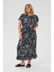 KAFFE curve Bluzka w kolorze czarno-białym rozmiar: 52. Czarne bluzki KAFFE curve, bez wzorów, z wiskozy, bez kołnierzyka, bez ramiączek. Za 78,99 zł.