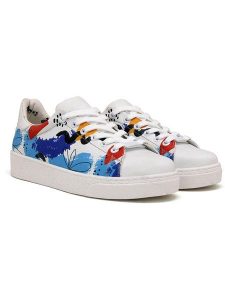 Goby Sneakersy w kolorze biało-błękitno-czerwonym rozmiar: 39. Białe trampki Goby, bez wzorów, bez zapięcia. Za 281,10 zł.