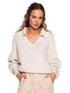 Made of emotion Sweter w kolorze kremowym rozmiar: S/M. Brązowe swetry oversize Made Of Emotion, m, bez wzorów, ze splotem, bez ramiączek. Za 168,45 zł.