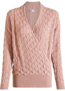 Sweter ażurowy w optyce kopertowego. Czarne swetry klasyczne bonprix, bez kołnierzyka. Za 107,99 zł.