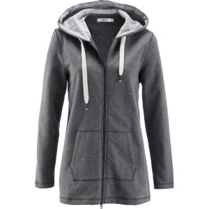 Długa bluza rozpinana, luźniejszy fason bonprix szary melanż. Bluzy marki 4f. Za 79,99 zł.