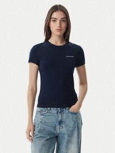 Tommy Jeans T-Shirt Ess Logo DW0DW23479 Granatowy Slim Fit. Niebieskie t-shirty Tommy Jeans, s, bez wzorów, z bawełny, bez kołnierzyka, bez ramiączek. Za 129,99 zł.