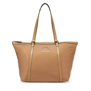 Torebka KARL LAGERFELD. Brązowe shopper bag KARL LAGERFELD, bez wzorów, bez dodatków. Za 599,99 zł.