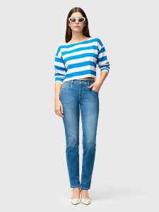 MAC Dżinsy - Slim fit - w kolorze niebieskim rozmiar: W32/L28. Niebieskie jeansy MAC, z aplikacjami. Za 228,38 zł.