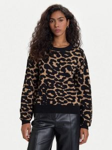 Vero Moda Sweter Siljeanimal 10330808 Brązowy Regular Fit. Brązowe swetry klasyczne Vero Moda, l, z wiskozy, bez kołnierzyka. Za 179,99 zł.