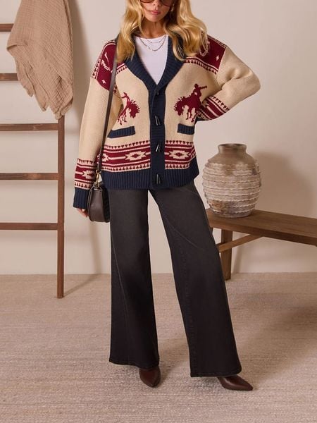 Milan Kiss Kardigan w kolorze kremowo-granatowo-czerwonym rozmiar: S. Brązowe kardigany Milan Kiss, ze splotem. Za 183,15 zł.