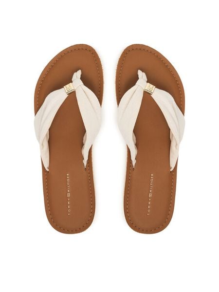 Tommy Hilfiger Japonki Th Ltr Footbed Summer Sandal FW0FW09194 Écru. Klapki TOMMY HILFIGER, bez wzorów, z materiału, bez obcasa. Za 229,99 zł.