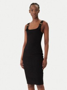 Versace Jeans Couture Sukienka codzienna 80HAO943 J0198 Czarny Slim Fit. Czarne sukienki Versace Jeans Couture, na co dzień, bez wzorów, z bawełny, bez kołnierzyka, bez ramiączek, proste. Za 683,99 zł.