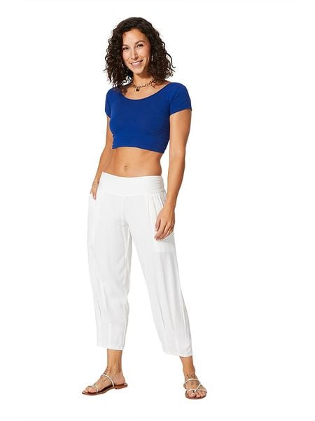 Aller Simplement Spodnie w kolorze białym rozmiar: 38/40. Białe spodnie z wysokim stanem Aller Simplement, bez wzorów, z materiału, z podwyższonym stanem. Za 114,17 zł.