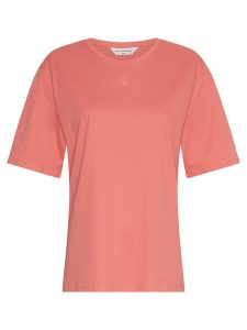 MOSS COPENHAGEN Koszulka w kolorze jasnoróżowym rozmiar: L/XL. Różowe bluzki Moss Copenhagen, l, bez wzorów, z bawełny, bez kołnierzyka, bez ramiączek. Za 109,78 zł.
