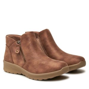 Botki Skechers. Szare botki Skechers, bez wzorów, bez obcasa, na płaskiej podeszwie, bez zapięcia. Za 229,99 zł.