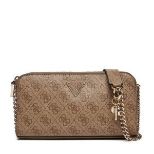 Torebka Guess. Brązowe listonoszki Guess, z aplikacjami, bez dodatków. Za 319,99 zł.