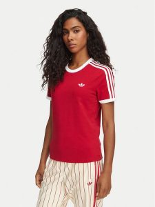 Adidas T-Shirt 3-Stripes Slim KS4779 Czerwony Regular Fit. Czerwone t-shirty ADIDAS, m, bez wzorów, z bawełny, bez kołnierzyka, bez ramiączek. Za 149,99 zł.