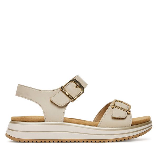 Sandały Remonte. Brązowe sandały Remonte, bez wzorów, bez obcasa, na płaskiej podeszwie, bez zapięcia. Za 359,99 zł.