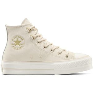 Buty CONVERSE CHUCK TAYLOR ALL STAR LIFT HI Nago. Czerwone buty trekkingowe Converse, bez wzorów, ze skóry, bez zapięcia. Za 363,99 zł.