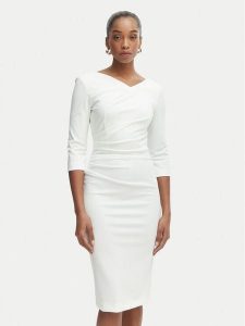 Rinascimento Sukienka koktajlowa CFC0127699003 Biały Slim Fit. Białe sukienki Rinascimento, xs, bez wzorów, z syntetyku, wizytowe, bez kołnierzyka, bez ramiączek. Za 609,99 zł.