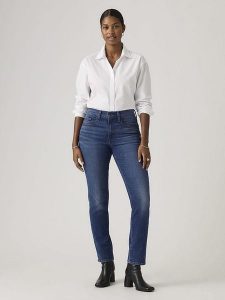Levi's Dżinsy "724" - Slim fit - w kolorze niebieskim rozmiar: W32/L32. Niebieskie jeansy Levi's®, z aplikacjami, ze skóry, z podwyższonym stanem. Za 299,95 zł.